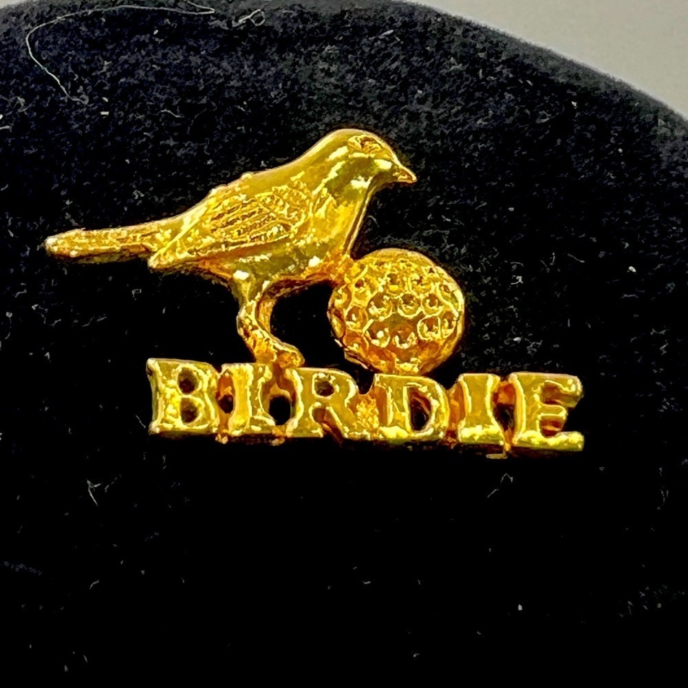 Birdie Gold tone Golf Ball Pin